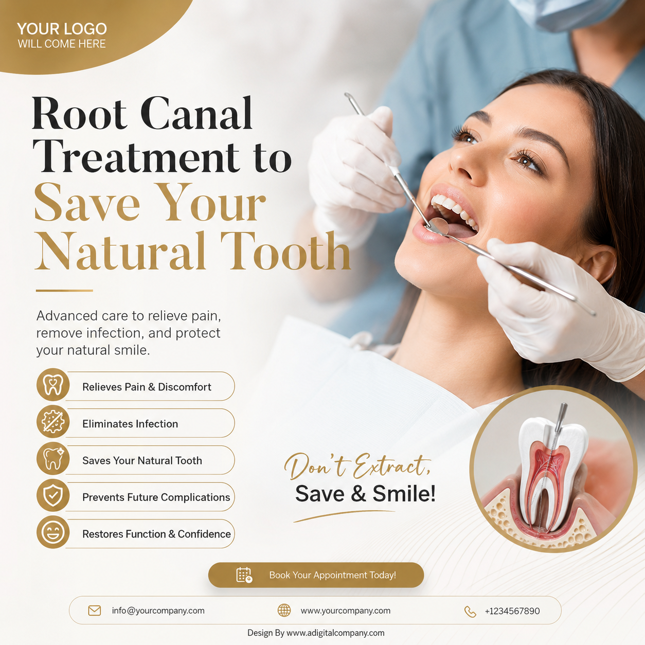 Same-Day Crowns social media design — Dentist — A Digital Company