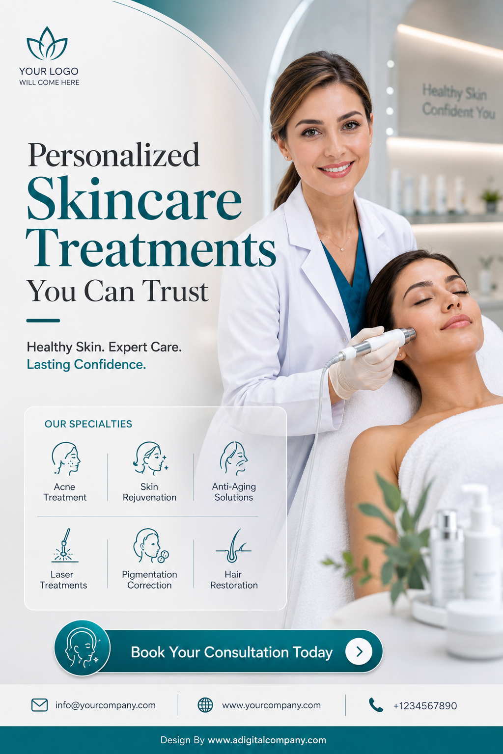 Personalized Skincare Treatments social media design — Dermatologist — A Digital Company