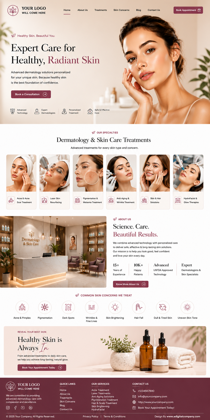 Dermatologist website design preview 3