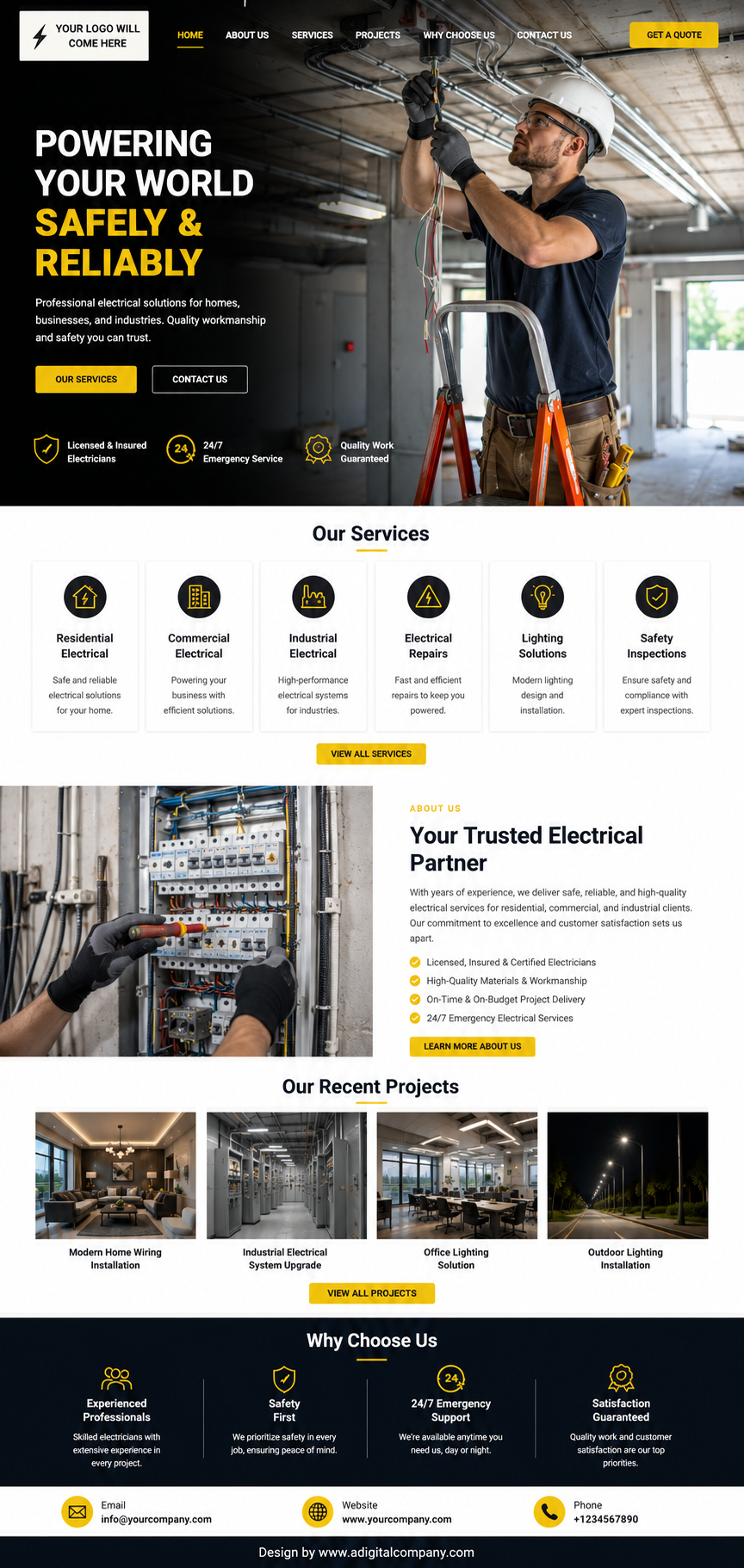 Electricians website design preview 2