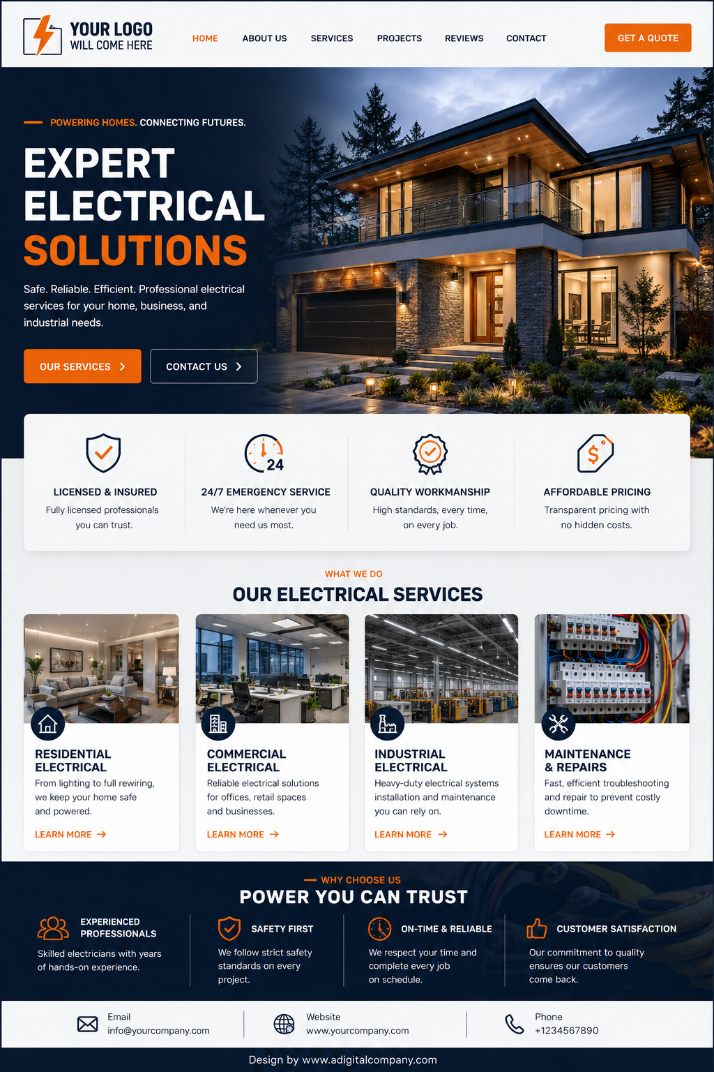 Electricians website design — Page view 10 — A Digital Company