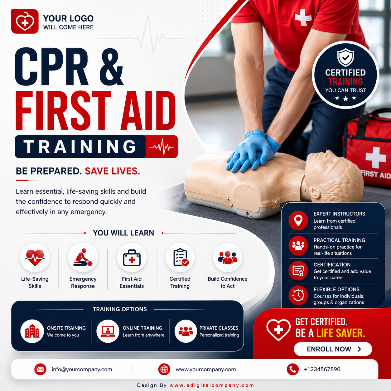 CPR and First Aid Training social media design — A Digital Company