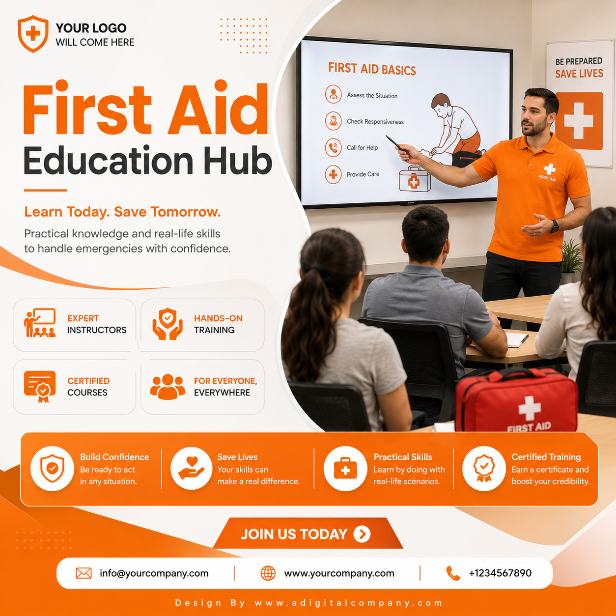 First Aid Education Hub social media design — A Digital Company
