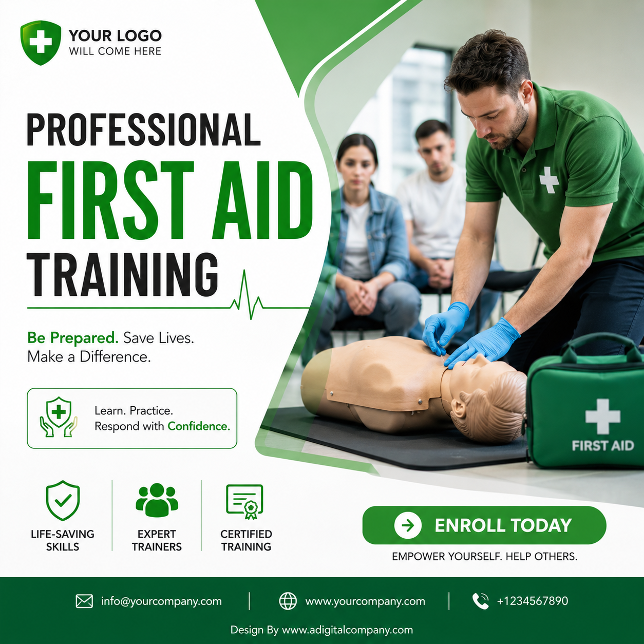 Professional First Aid Training social media design — A Digital Company