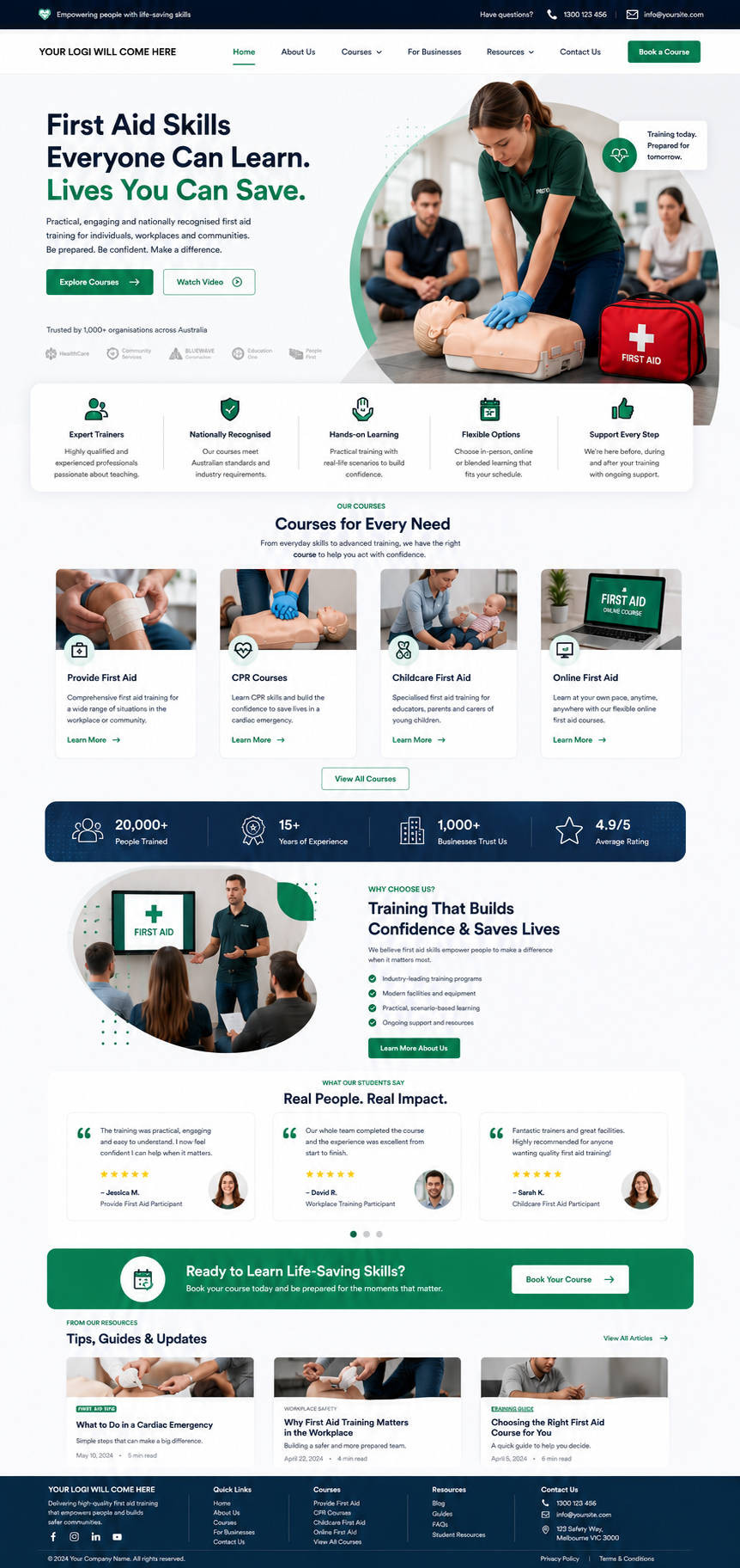Website design page 2 — First Aid Training — A Digital Company