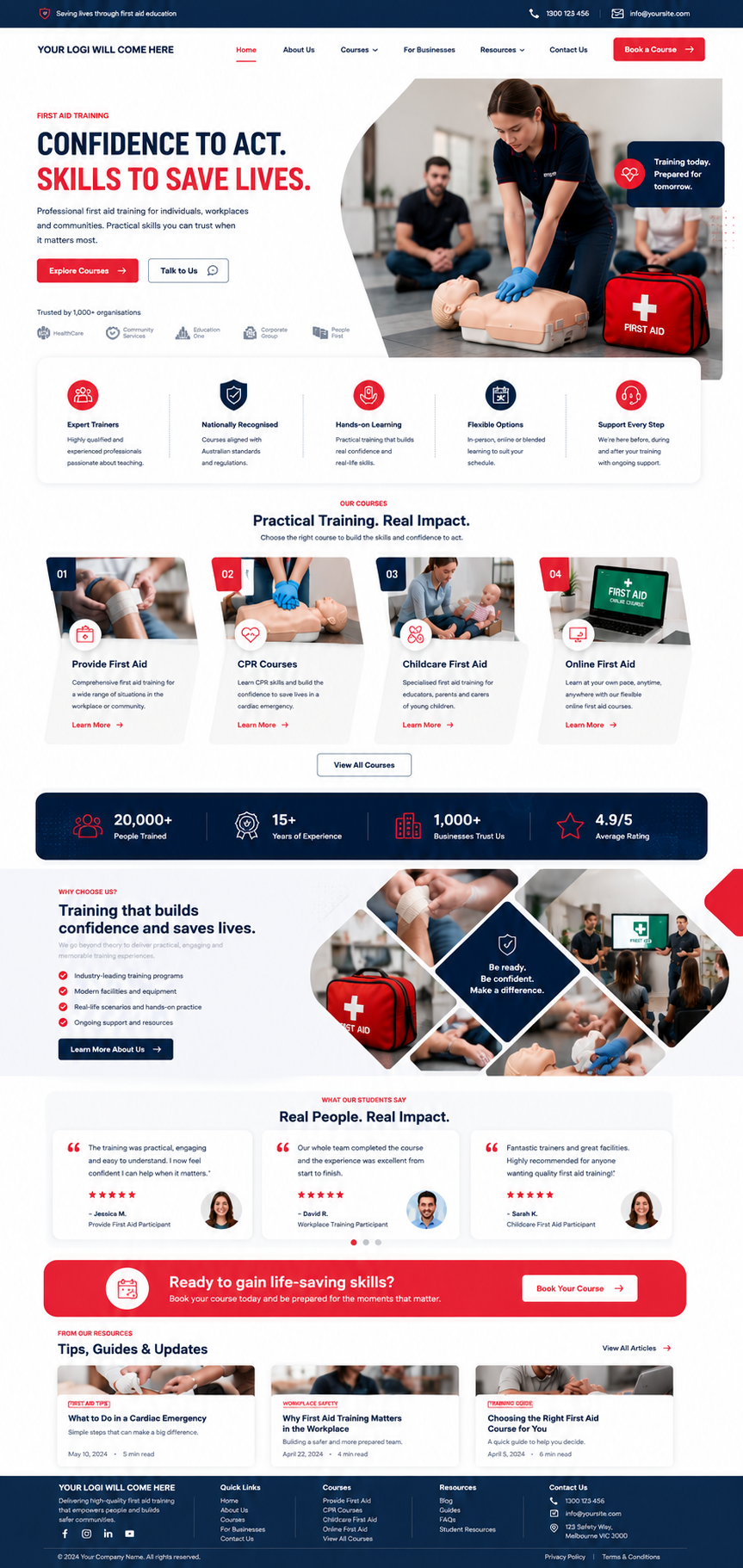 Website design page 3 — First Aid Training — A Digital Company