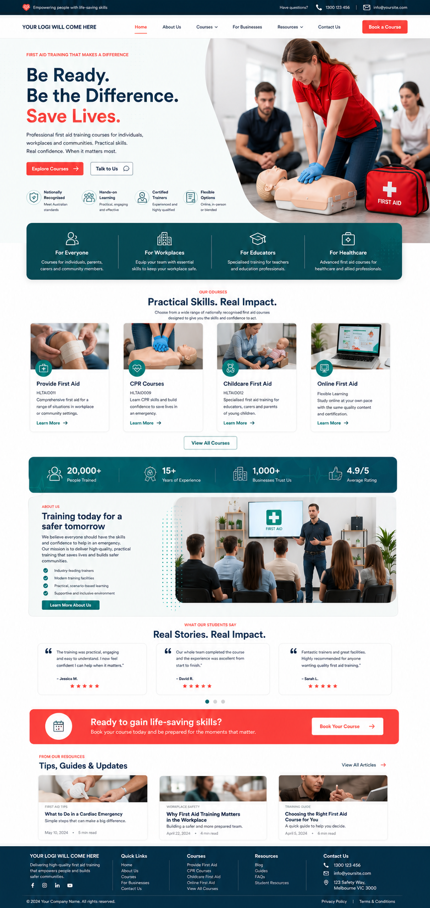 First Aid Training website design — Page view 4 — A Digital Company