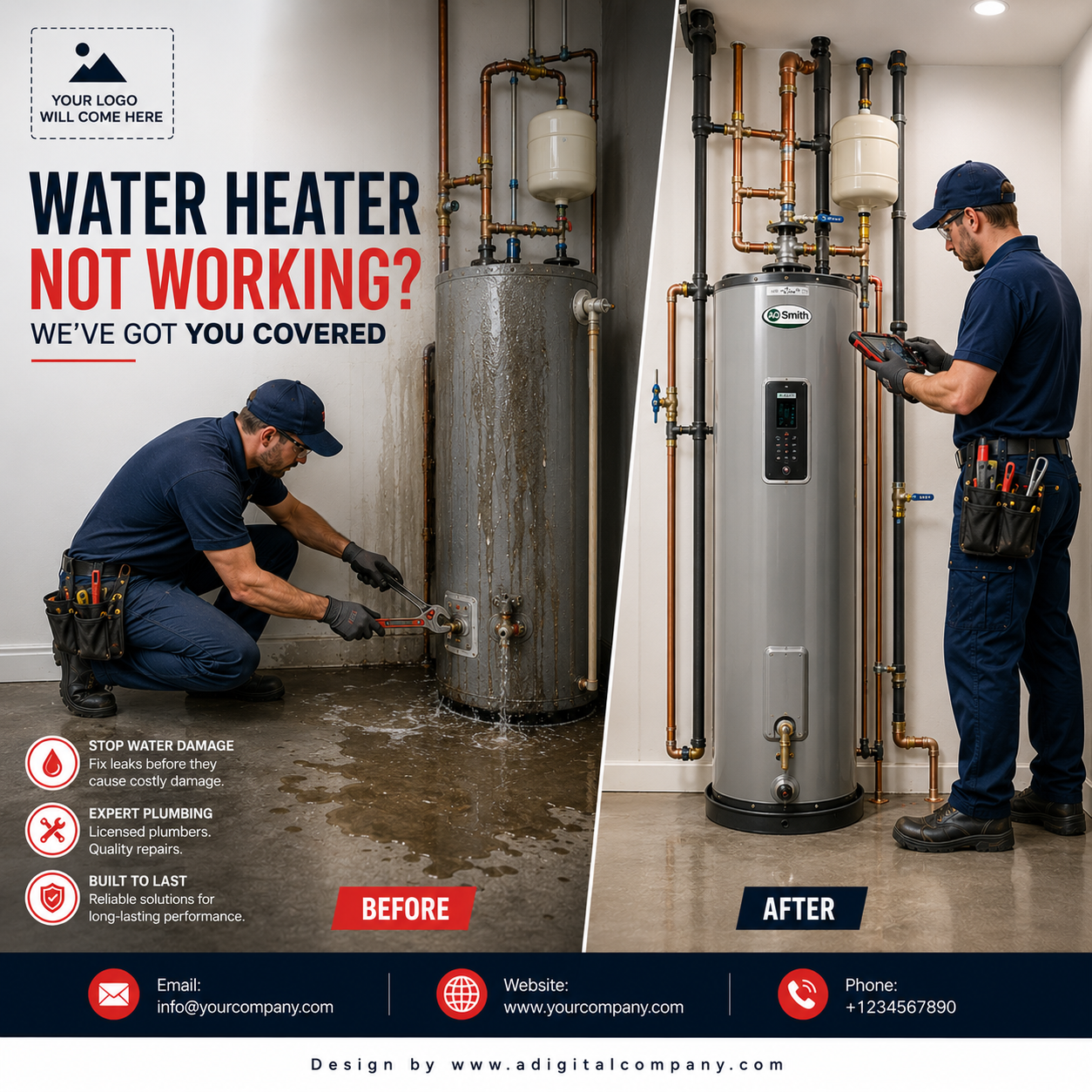 Sewer Line Repairs social media design — Plumbing — A Digital Company