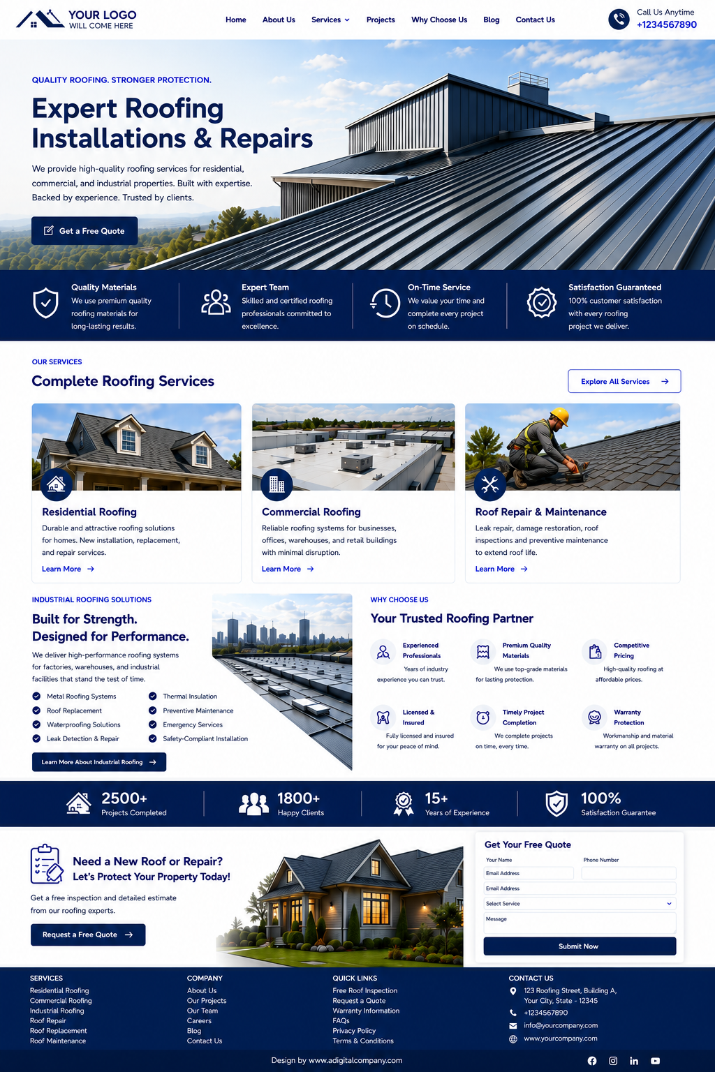 Roofing website design preview 1